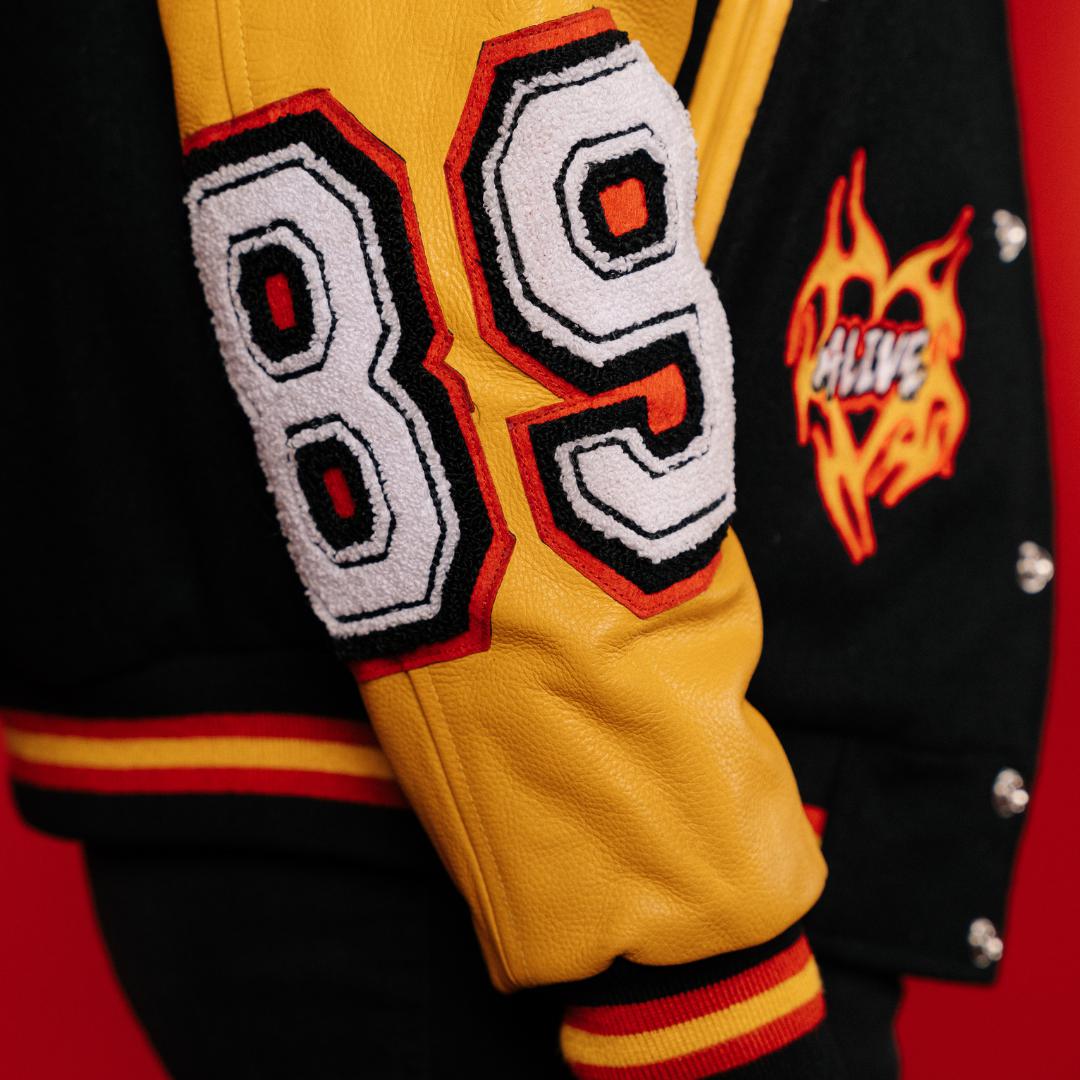 Red yellow varsity discount jacket